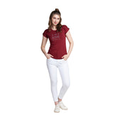 Astron – Round Neck Typography Print Cotton T-Shirt for Women