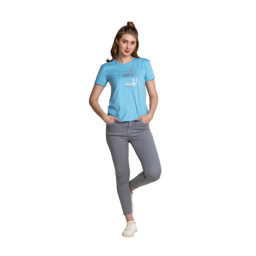 Astron Women's Cotton T-Shirt - Round Neck Half Sleeves for Comfort and Style - ASTRON