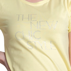 Astron – Half Sleeves Cotton Pista Green Color T-Shirt For Women