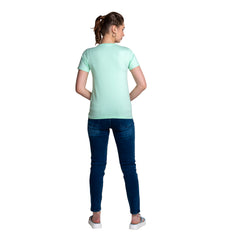 Astron – Half Sleeves Cotton Pista Green Color T-Shirt For Women