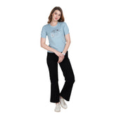 Astron – Designer Printed Round Neck Half Sleeves Cotton T-Shirt for Women