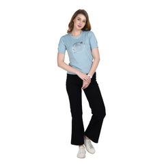 Astron Designer Printed Cotton T-Shirt for Women - Round Neck Half Sleeves - ASTRON