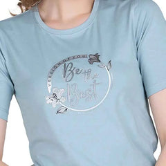 Astron – Designer Printed Round Neck Half Sleeves Cotton T-Shirt for Women