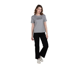 Astron Women's Printed Cotton T-Shirt - Stylish Half Sleeves Boat Neck Tee - ASTRON