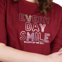 Astron – Boat Neck Printed Cotton T-Shirt for Women