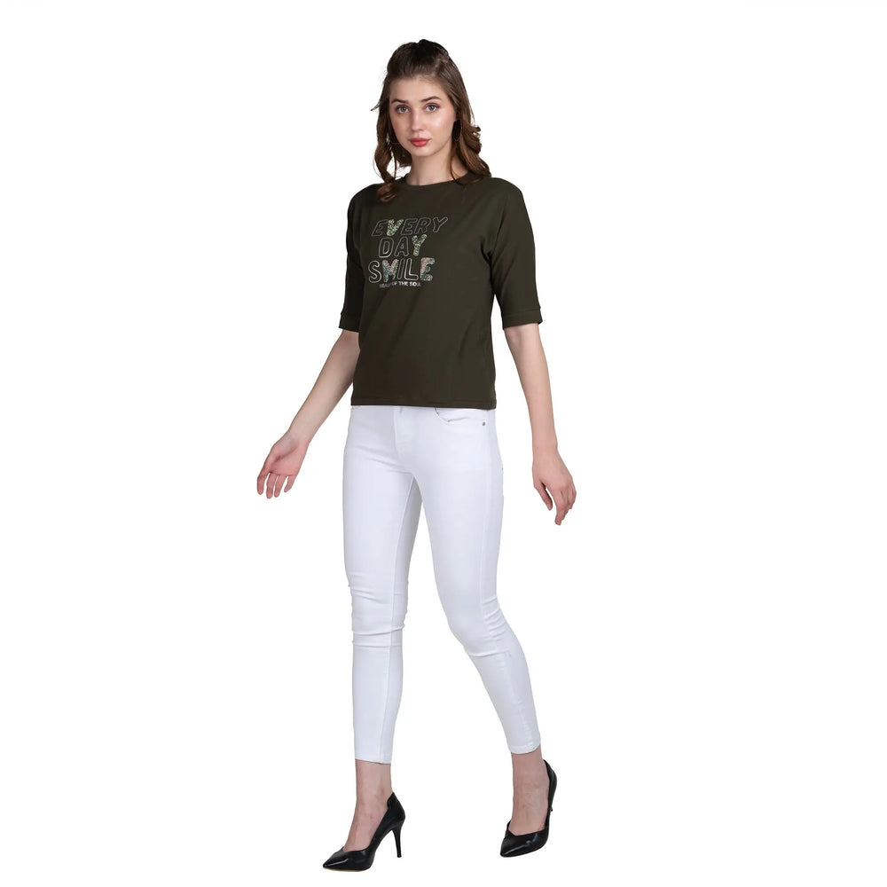 Astron Boat Neck Printed Cotton T-Shirt Women - Stylish & Comfortable Top - ASTRON