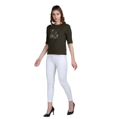 Astron Boat Neck Printed Cotton T-Shirt Women - Stylish & Comfortable Top - ASTRON