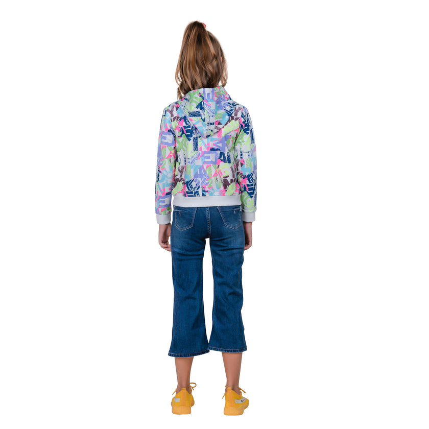 Girl's Printed Hoodie With Inner T-shirt.