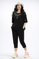 Women’s Oversized Embroidered Down-Shoulder T-Shirt - ASTRON