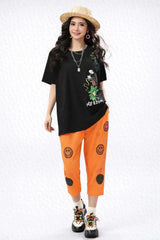 Women’s Oversized Graphic T-Shirt with Patch Work - ASTRON