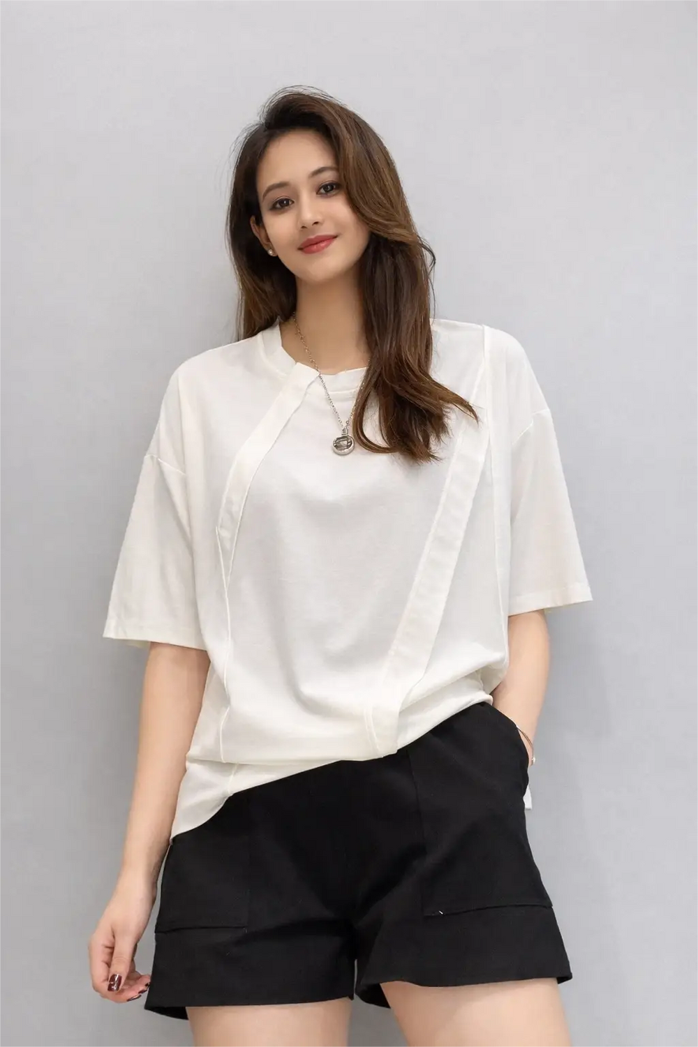 Women’s Oversized Asymmetric Panel Crop Top - ASTRON