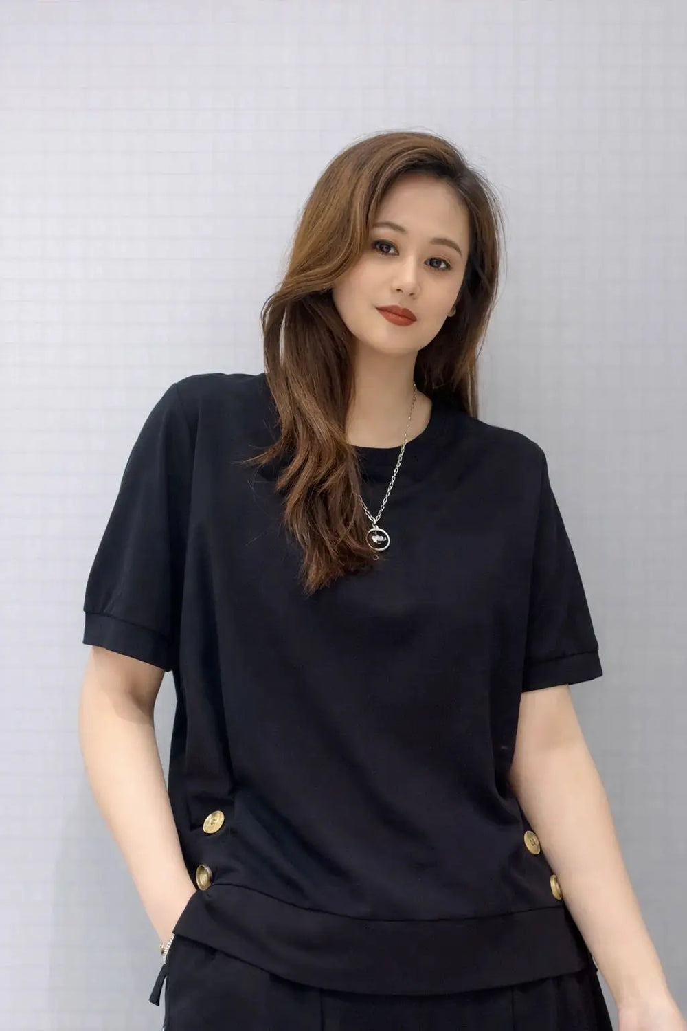 Women’s Solid Casual Side-Detail Top - ASTRON