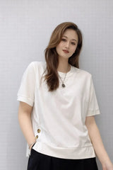 Women’s Solid Casual Side-Detail Top - ASTRON