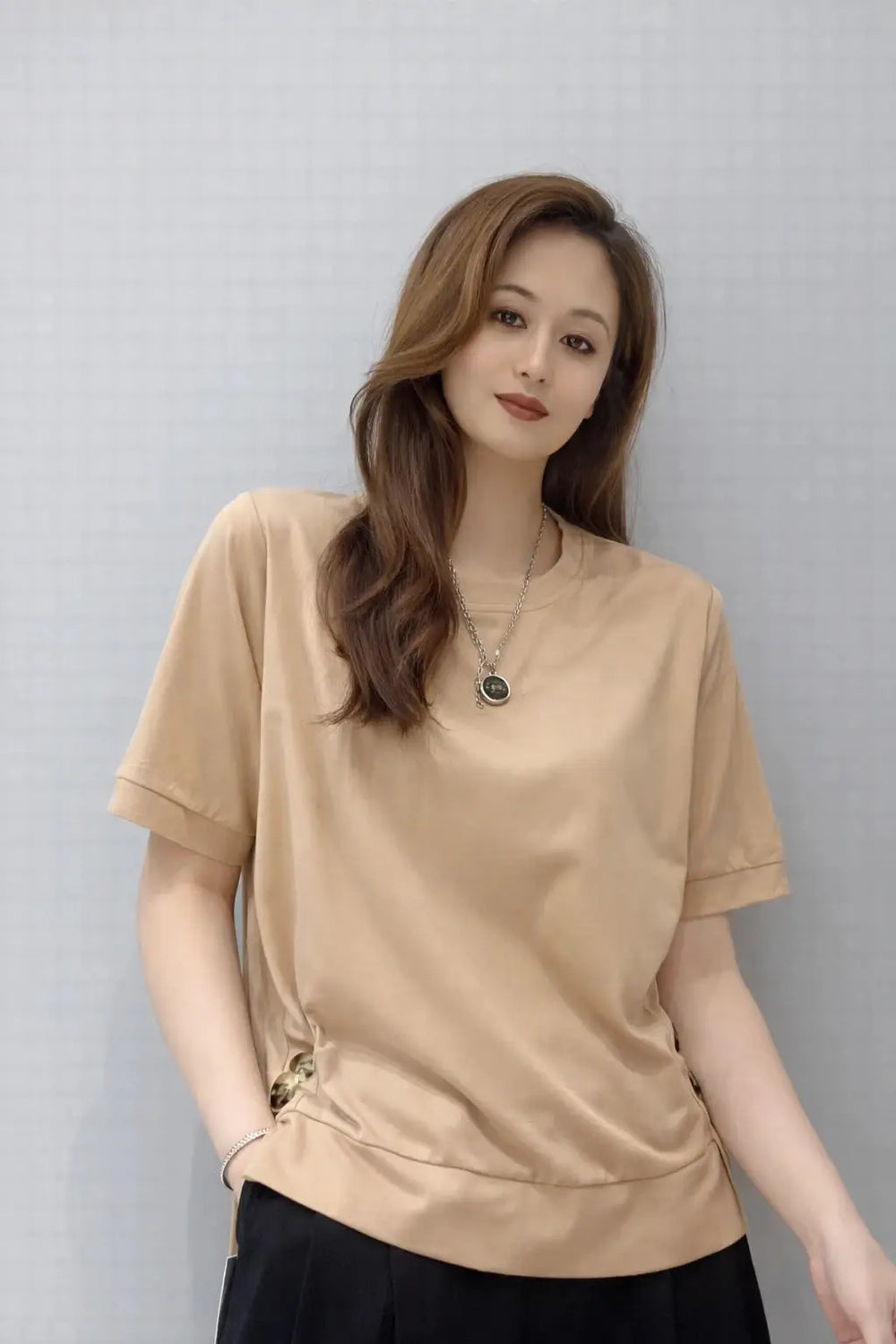 Women’s Solid Casual Side-Detail Top - ASTRON