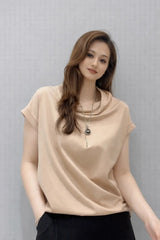 Women’s Draped Cowl Neck Casual Top - ASTRON