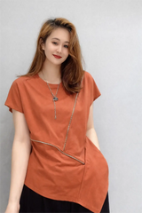 Women's Asymmetric Zip Detail Top - ASTRON