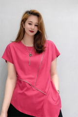 Women's Asymmetric Zip Detail Top - ASTRON