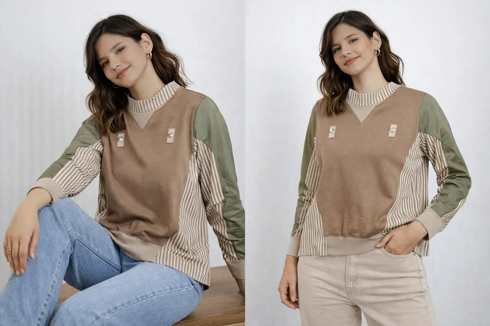 Women’s Color-Block Panel Sweatshirt - ASTRON