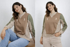 Women’s Color-Block Panel Sweatshirt - ASTRON