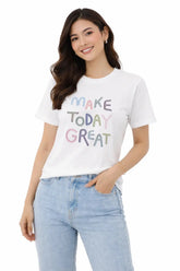 Women's Graphic T-Shirt - Make Today Great with Positive Vibes - ASTRON