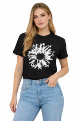Women’s Oversized Poncho Crop T-Shirt with Graphic Print - ASTRON