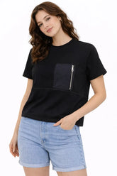 Women’s Box Fit Contrast Pocket Top with Zip Detail - ASTRON