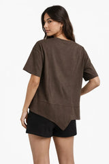 Women's Oversized Crop Top - Down-Shoulder Style - ASTRON