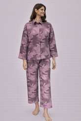 Women’s Pink Camouflage Printed Night Suit Set