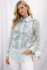 Women's Sheer Embroidered Shirt for Elegant Style - ASTRON