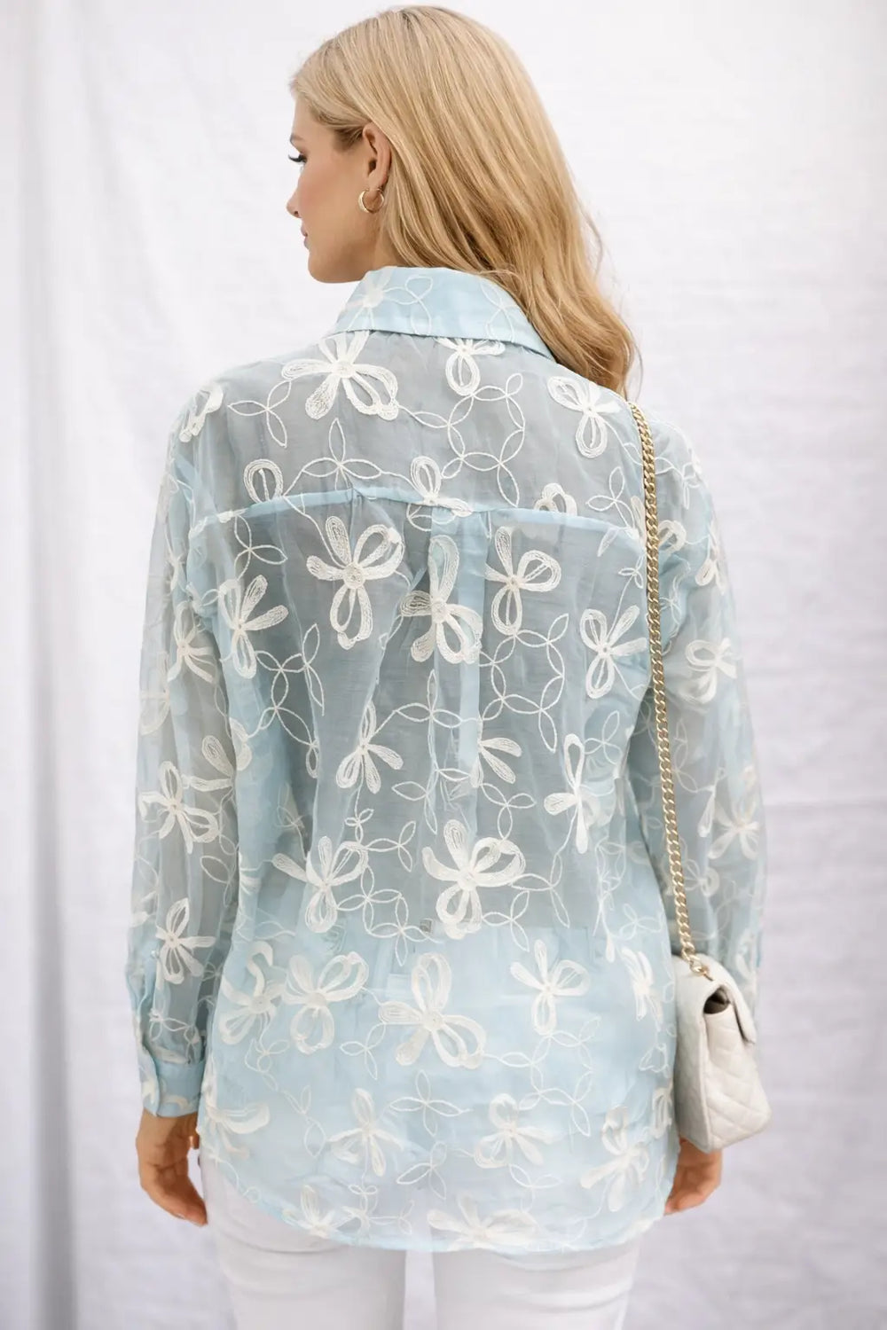 Women's Sheer Embroidered Shirt for Elegant Style - ASTRON