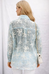 Women's Sheer Embroidered Shirt for Elegant Style - ASTRON