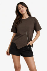 Women's Oversized Crop Top - Down-Shoulder Style - ASTRON