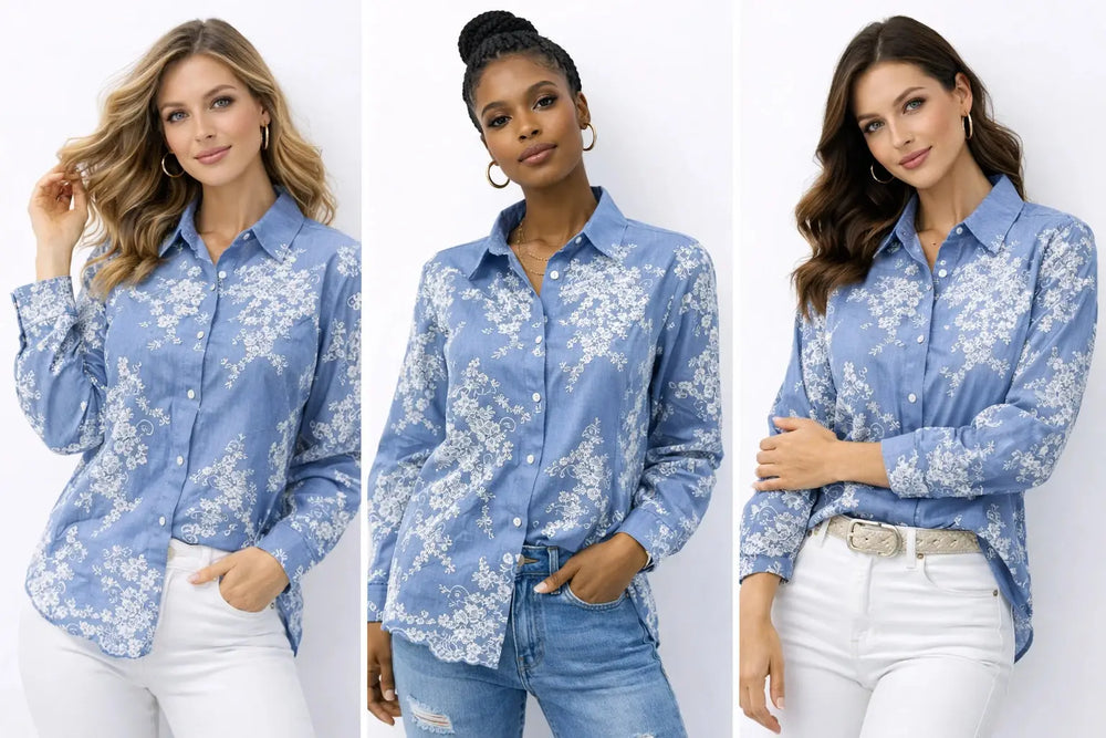 Women's Embroidered Shirt for Chic Elegance and Effortless Style - ASTRON