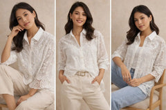 Women's Embroidered Lace Shirt for Effortless Chic Style and Sophisticated Elegance - ASTRON