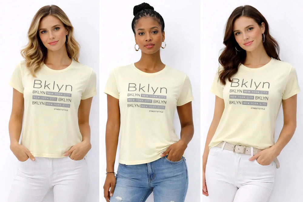 Women’s Light Yellow “BKLYN” Graphic T-Shirt - ASTRON