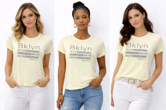 Women’s Light Yellow “BKLYN” Graphic T-Shirt - ASTRON