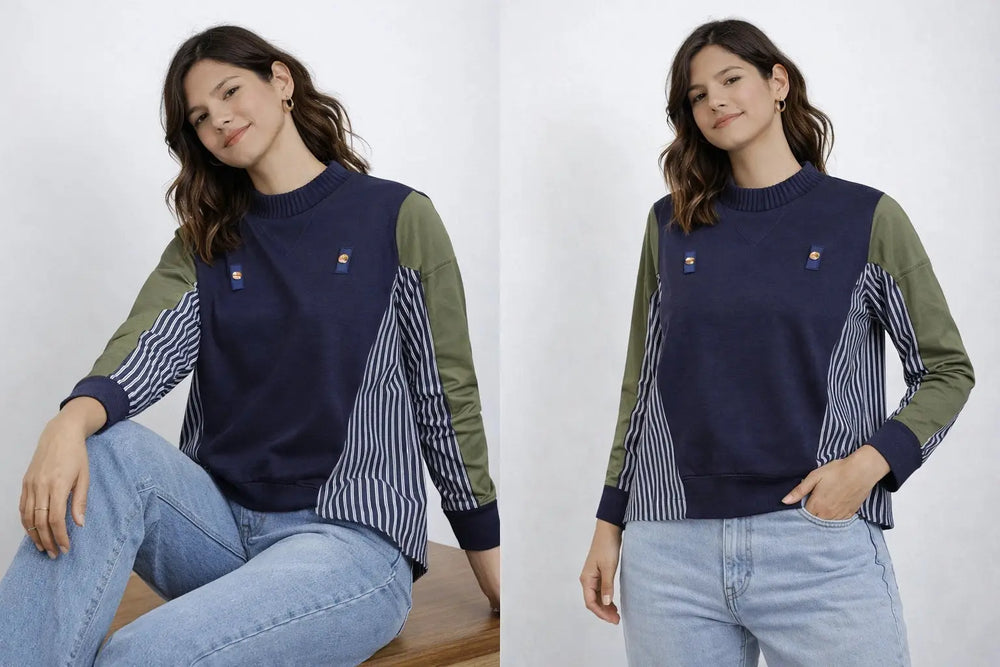 Women’s Color-Block Panel Sweatshirt - ASTRON