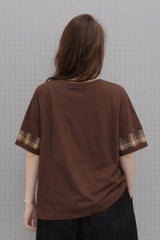 Women’s Contrast Plaid Hem Oversized Tunic Top - ASTRON