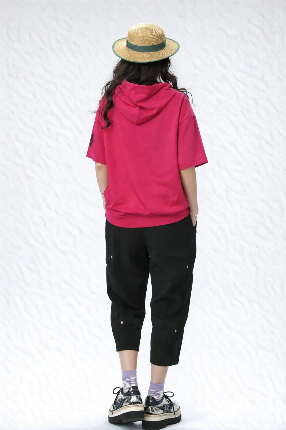 Women’s Oversized Graphic Hooded T-Shirt with Patch Work - ASTRON