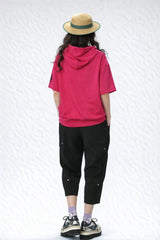 Women’s Oversized Graphic Hooded T-Shirt with Patch Work - ASTRON