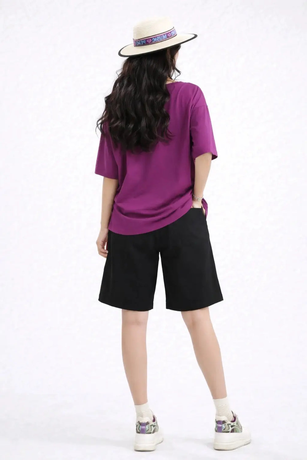 Women’s Oversized Embroidered Down-Shoulder T-Shirt - ASTRON