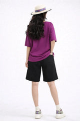 Women’s Oversized Embroidered Down-Shoulder T-Shirt - ASTRON