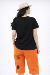 Women’s Oversized Graphic T-Shirt with Patch Work - ASTRON