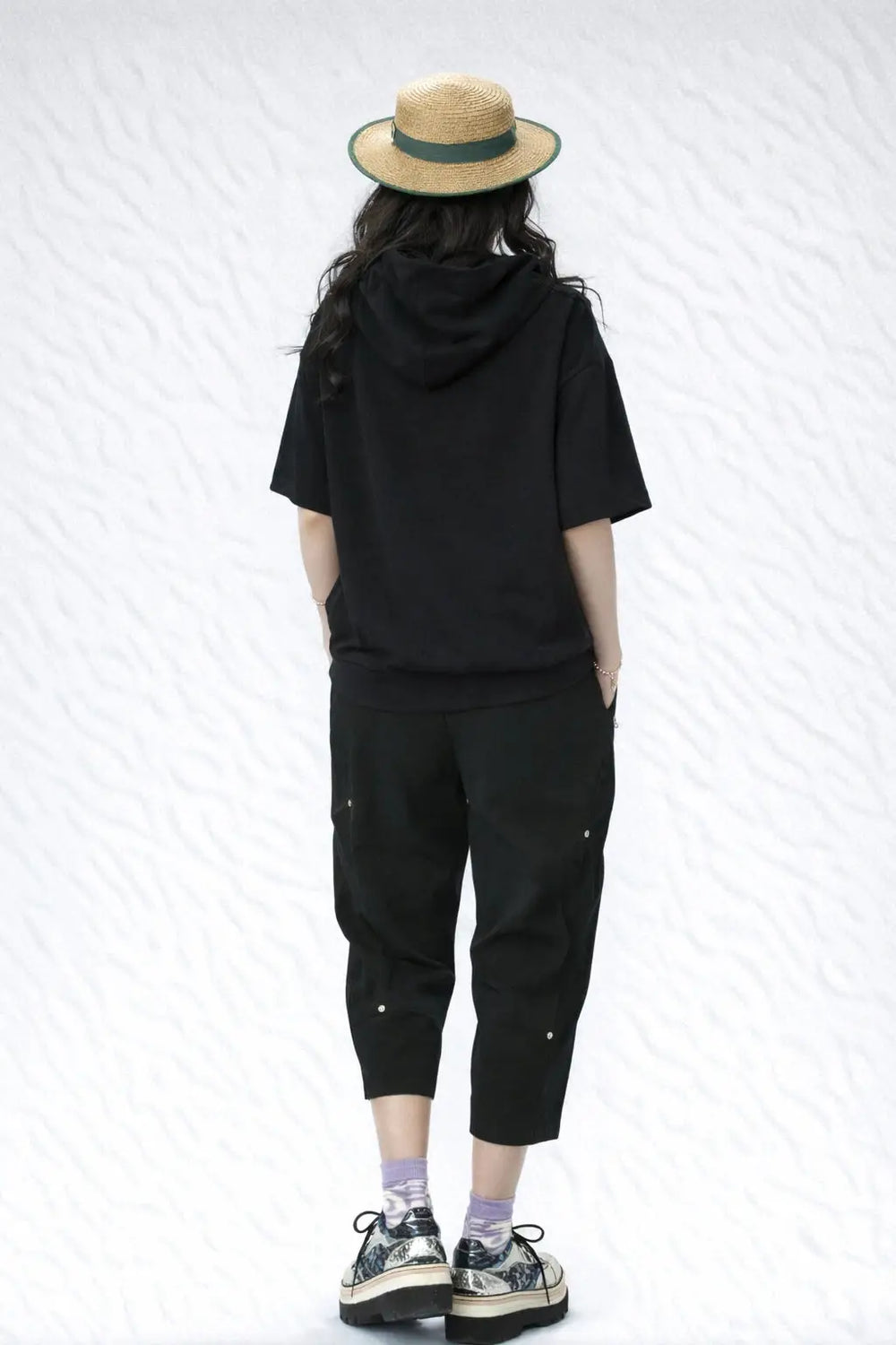 Women’s Oversized Graphic Hooded T-Shirt with Patch Work - ASTRON