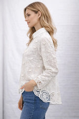 Women's Embroidered Lace Shirt for Effortless Chic Style and Sophisticated Elegance - ASTRON