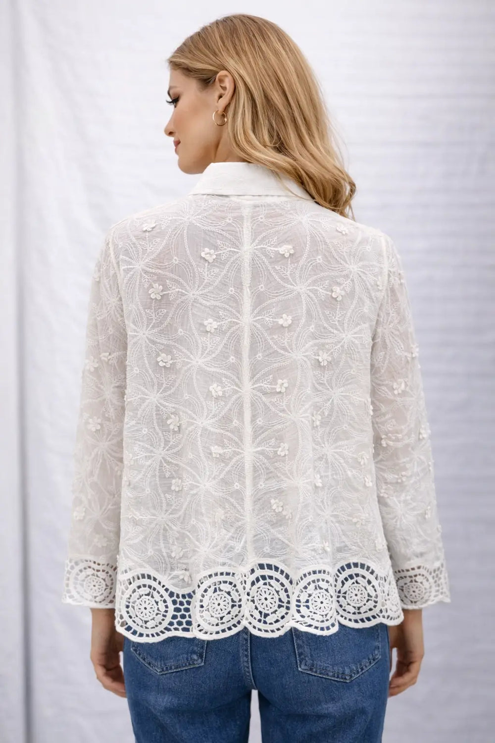 Women's Embroidered Lace Shirt for Effortless Chic Style and Sophisticated Elegance - ASTRON