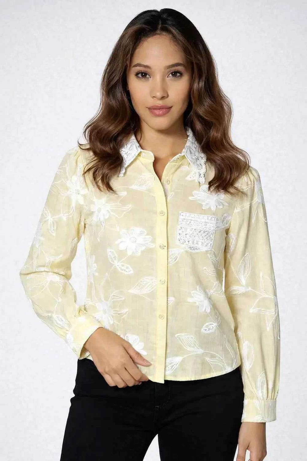 Astron- Elegant Lace Collar Comfort Fit Shirt For Women