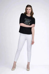 Astron – Boat Neck Printed Cotton T-Shirt for Women