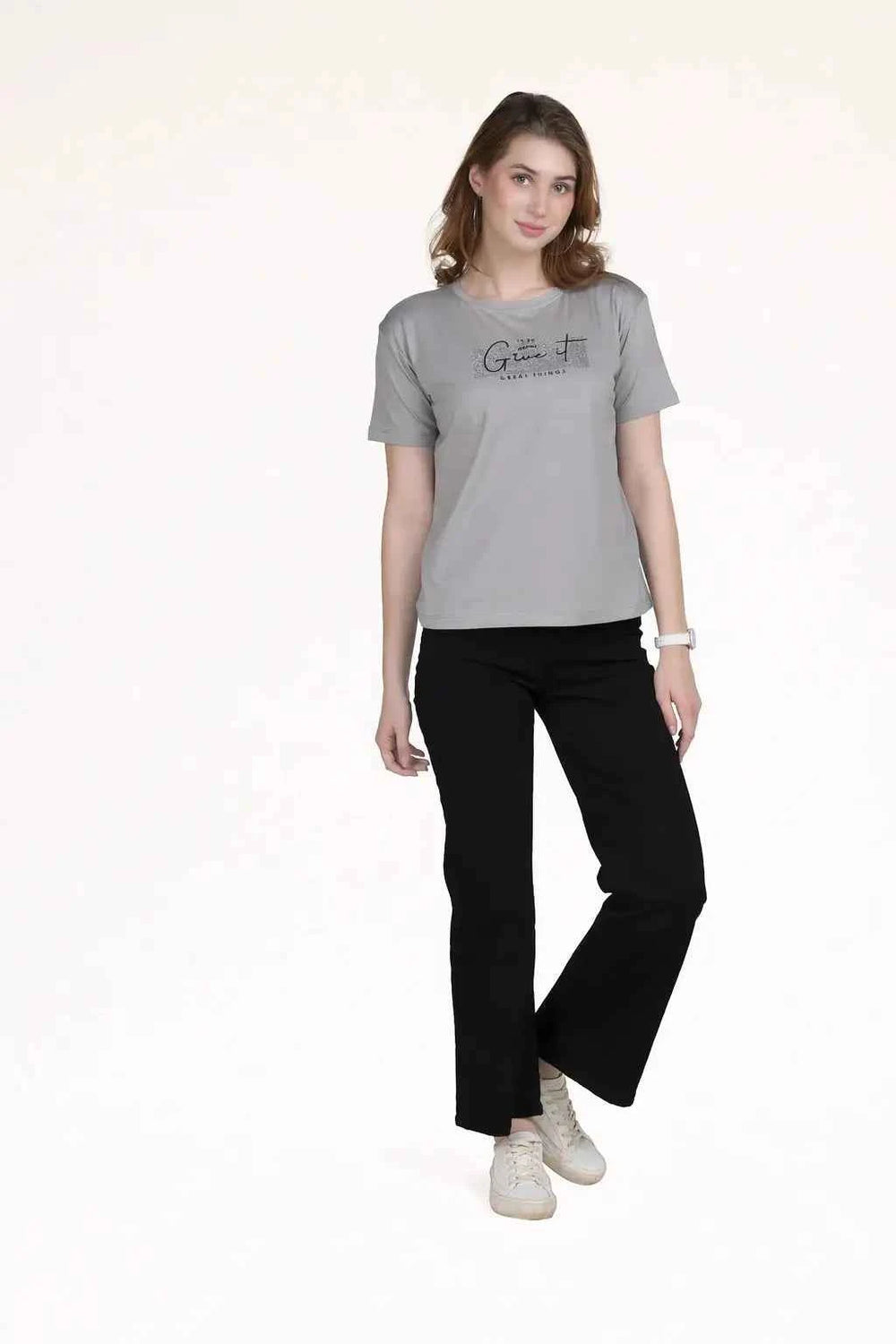 Astron – Boat Neck Printed Half Sleeves Cotton T-Shirt for Women