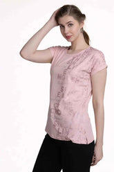 Astron - Magyar Sleeves Typography Print Cotton T-shirt for Women